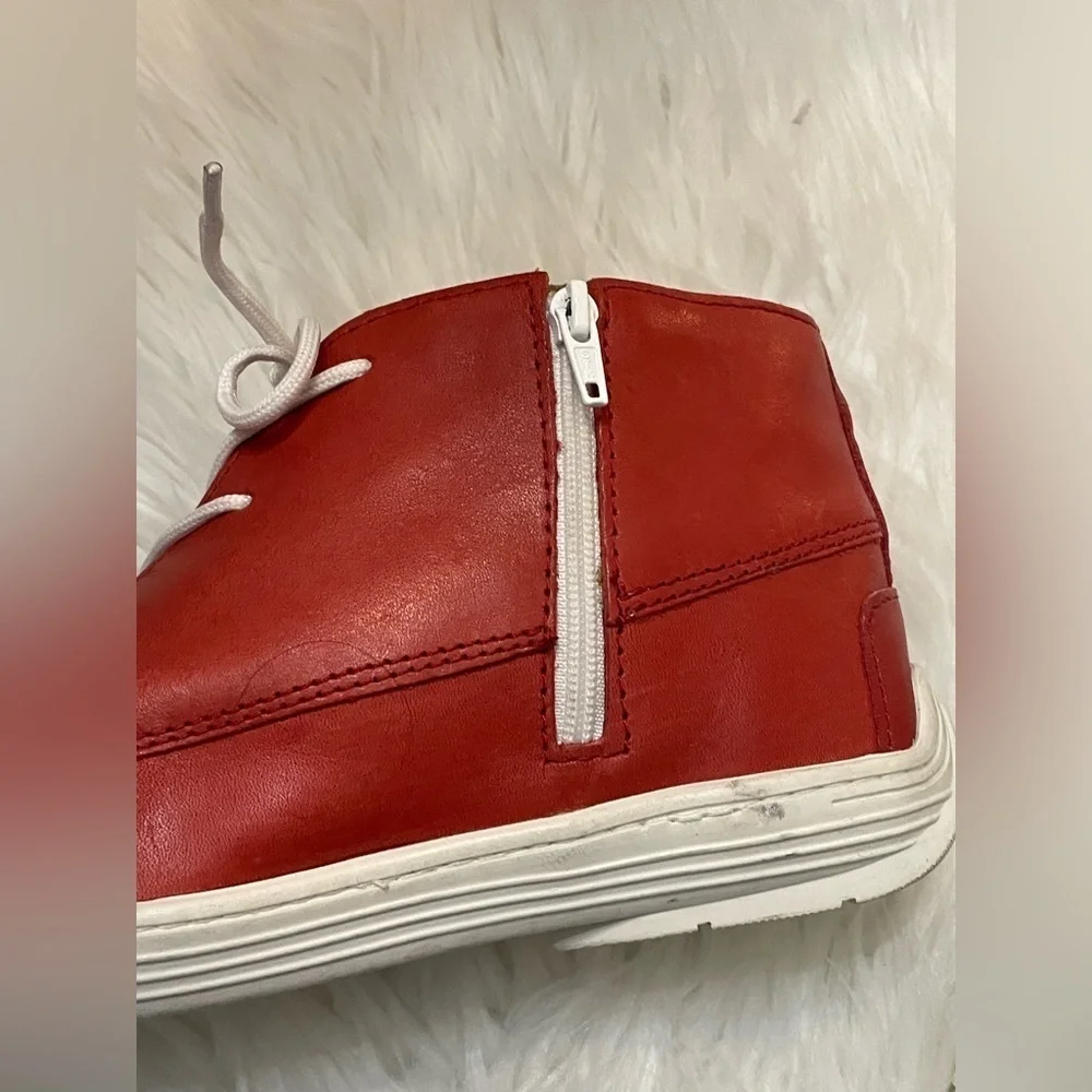 Marc Joseph | Brownish Red Grainy Leather Preppy High Top Bootie Kids Unisex Sz5